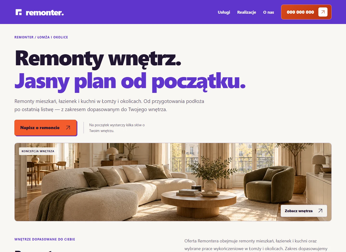 Podgląd strony demonstracyjnej Remonter &mdash; firma remontowa